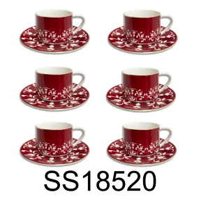 12 PC Red Turkish - Christmas Holidays Theme Coffee Tea Cup Set