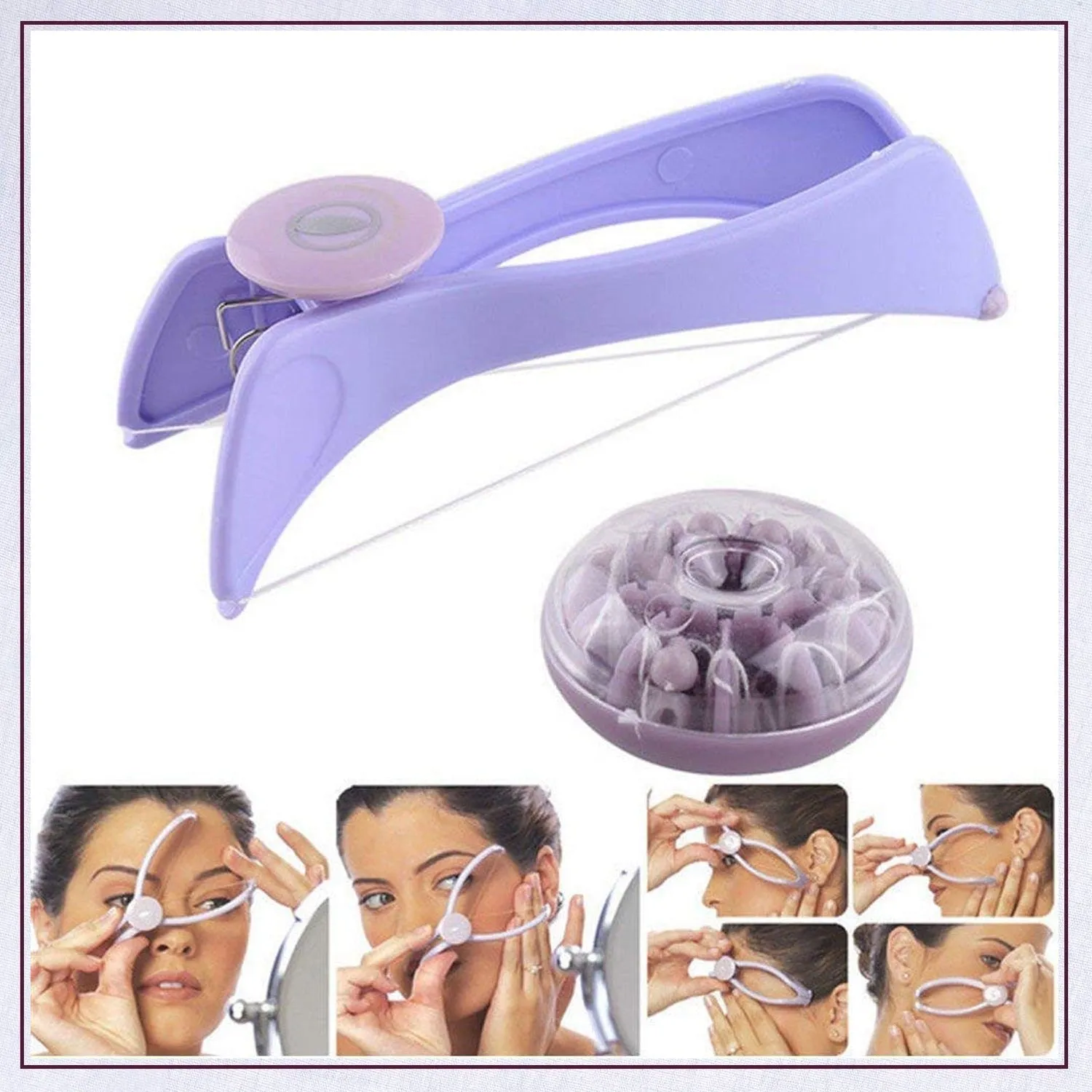 1214A Slique Painless Eyebrow, Upper Lips, Face and Body Hair Removal Threading Manual Tweezer Machine Shaver System Kit