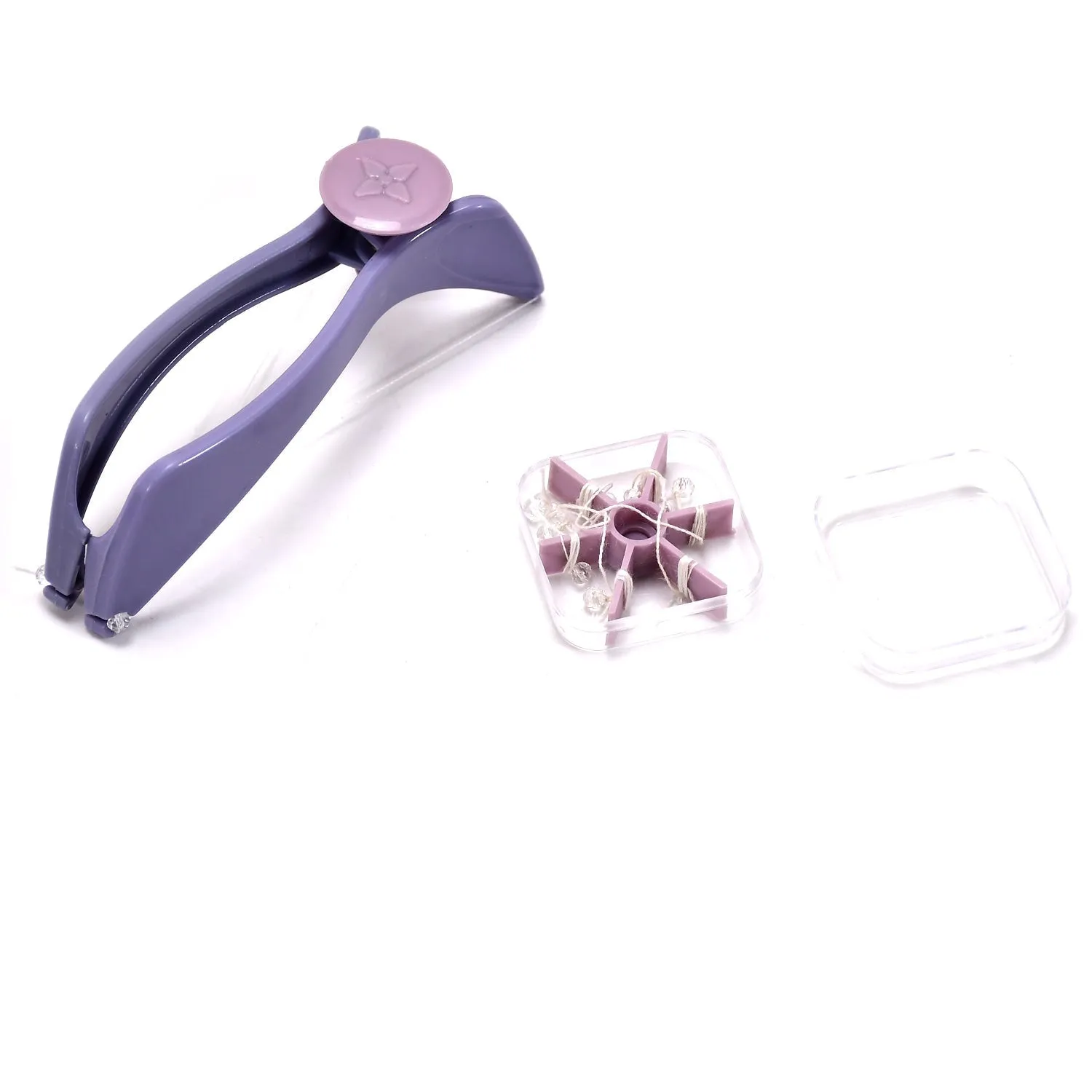 1419 Slique Painless Eyebrow, Upper Lips, Face and Body Hair Removal Threading Manual Tweezer Machine Shaver System Kit