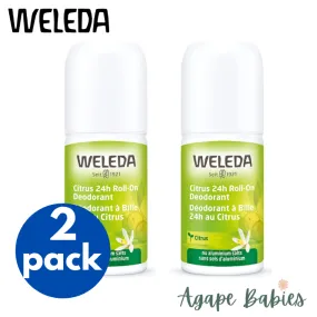 [2 Pack] Weleda Citrus 24hr Roll-On Deodorant, 50ml Exp: