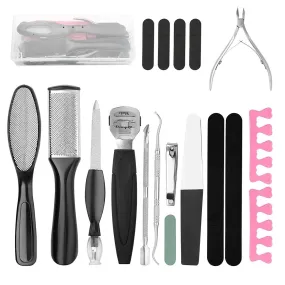 20 in 1 Professional Pedicure Tools Set, Foot Care Scrubber Pedicure