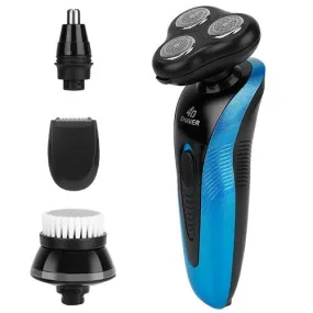 4-in-1 Rechargeable IPX7 Waterproof Electric Shaver & Trimmer for Men w/ 4 Replacement Heads