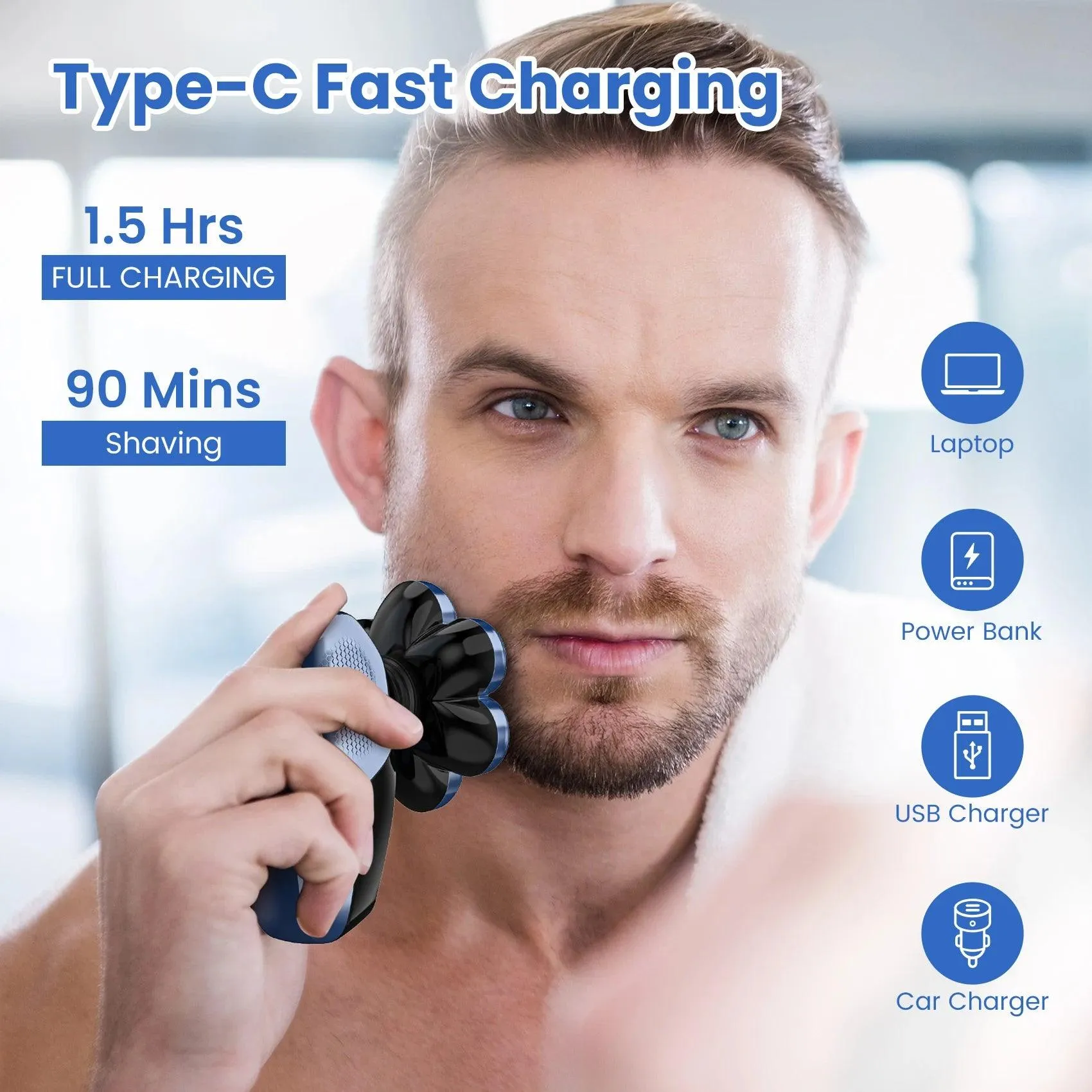 5 in 1 Electric Head Shaver for Bald Men 7D Floating Cutter Beard Trimmer Clipper Waterproof Shaving Men Grooming Kit