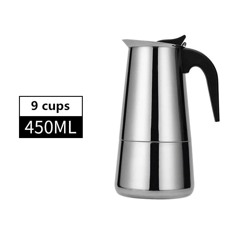 600ml Large Capacity Stainless Steel 304 Moka Pot Coffee Maker Stovetop Espresso Maker Mixpresso Coffee 2-12cup