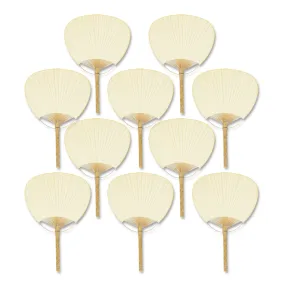 9" Beige / Ivory Paddle Paper Hand Fans for Weddings (10 Pack)