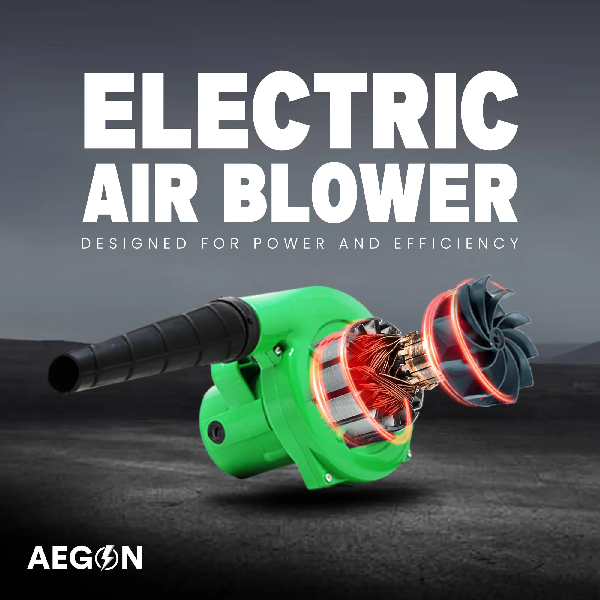 AEGON Ab40 Made in India Multipurpose Nylon Electric Air Blower for Home/Office/Car/Pc/Computer Dust/Garage/Patio/Garden Leaf/Trash Cleaning (350W, 2.3 m3/min, 13000 RPM, Green)