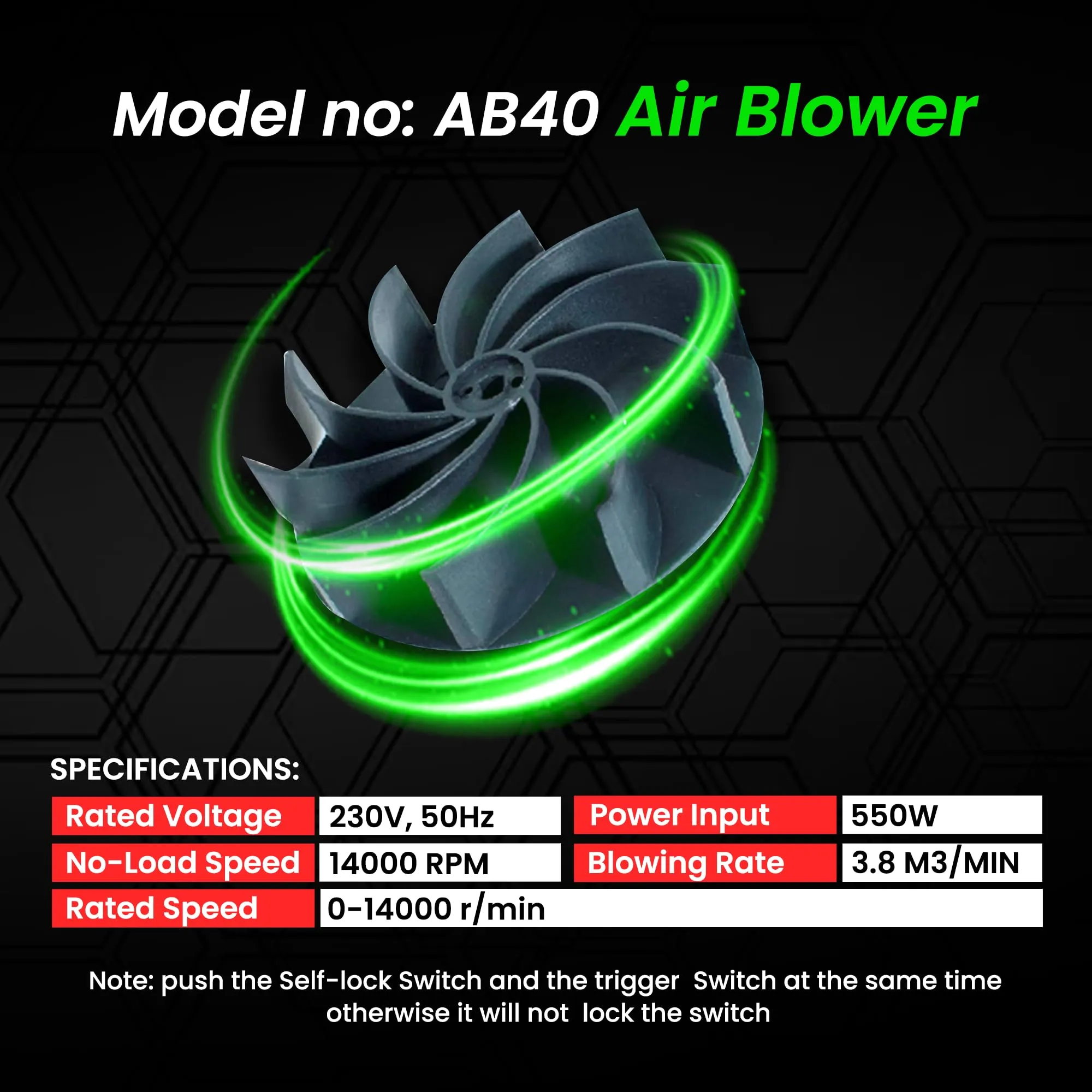 AEGON Ab40 Made in India Multipurpose Nylon Electric Air Blower for Home/Office/Car/Pc/Computer Dust/Garage/Patio/Garden Leaf/Trash Cleaning (350W, 2.3 m3/min, 13000 RPM, Green)