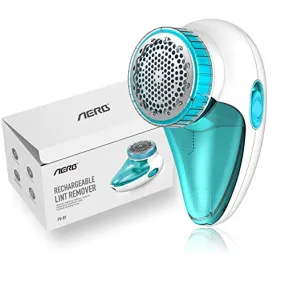 Aerb Fabric Shaver, Electric Sweater Shaver, Lint Remover Defuzzer with 2-Speeds, 2 Replaceable Stainless Steel 3-Blades, Rechargeable Battery Operated (Tale White)