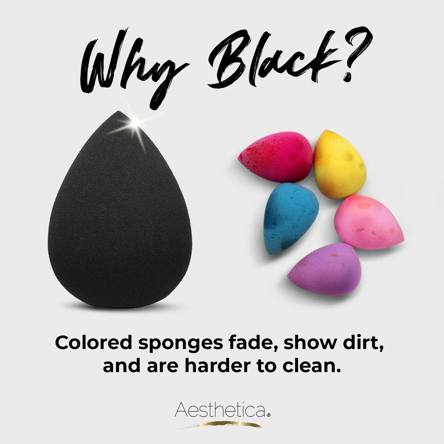 Aesthetica Cosmetics Beauty Sponge Blender - Latex Free and Vegan Makeup Sponge Blender - For Powder, Cream or Liquid Application - One Piece Make Up Sponge