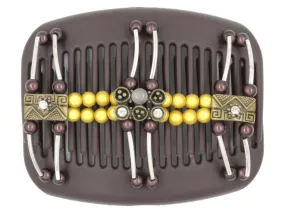 African Butterfly Hair Comb - Flowers Brown 49