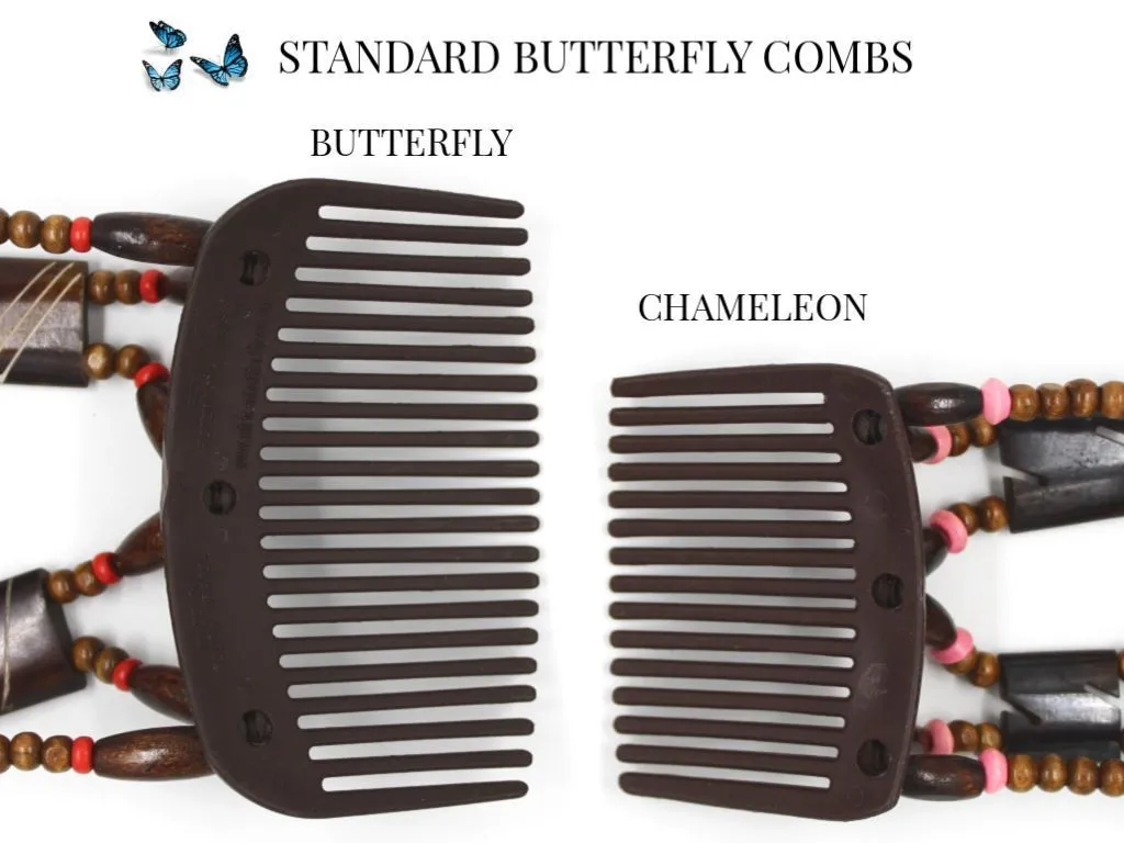 African Butterfly Hair Comb - Ndalena Black Pearl 05