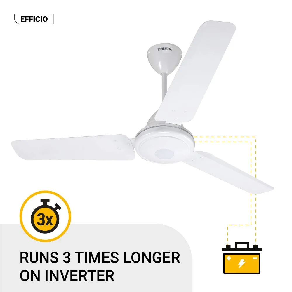 Atomberg Efficio Energy Saving 5 Star Rated 1050 mm  Energy Saving 5 Star Rated 1050 mm 1050 mm BLDC Motor with Remote 3 Blade Ceiling Fan  White