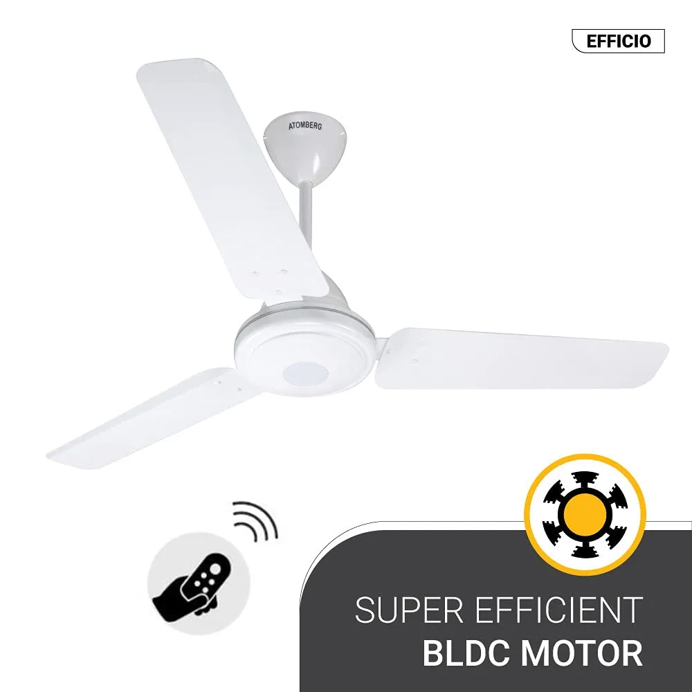 Atomberg Efficio Energy Saving 5 Star Rated 1050 mm  Energy Saving 5 Star Rated 1050 mm 1050 mm BLDC Motor with Remote 3 Blade Ceiling Fan  White