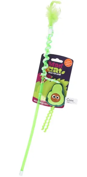 AVOCADO 17 inch Wand CAT TOY w/Catnip & Silvervine by Mad Cat