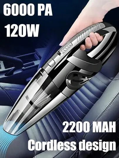 Black Handheld Cordless Car Vacuum Cleaner With Strong Cyclonic Suction