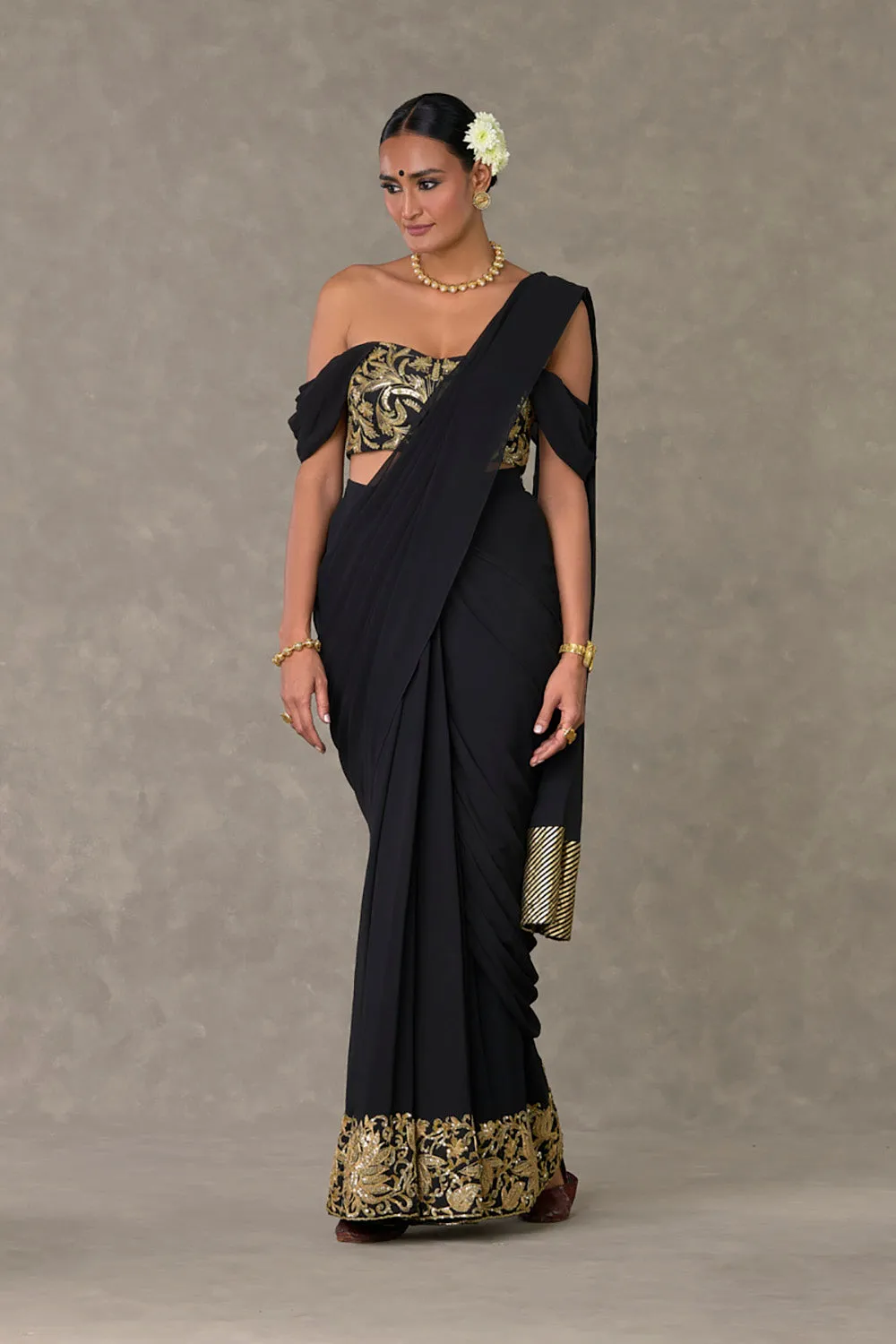 Black 'Neel- Kamal' Corset Saree