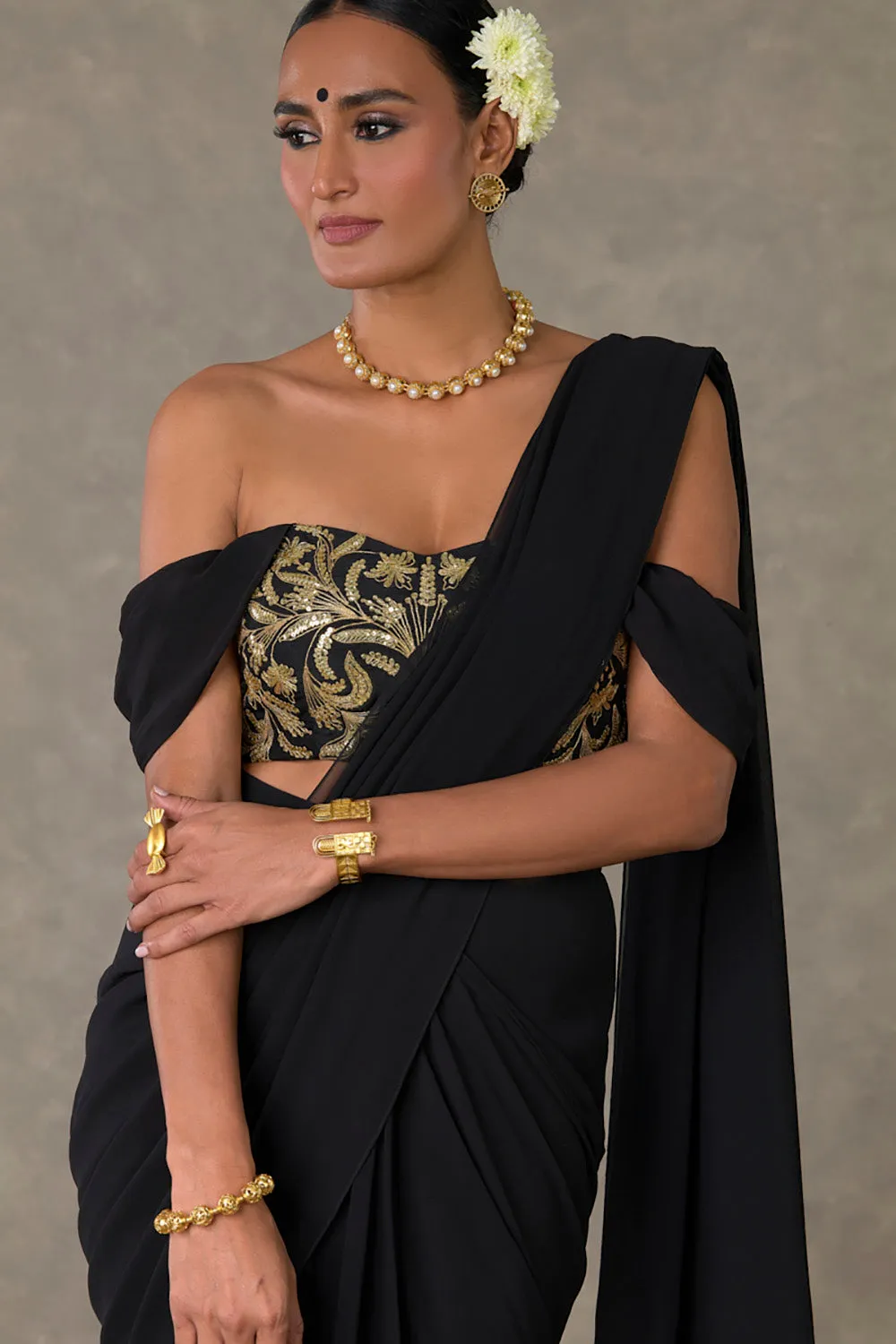 Black 'Neel- Kamal' Corset Saree