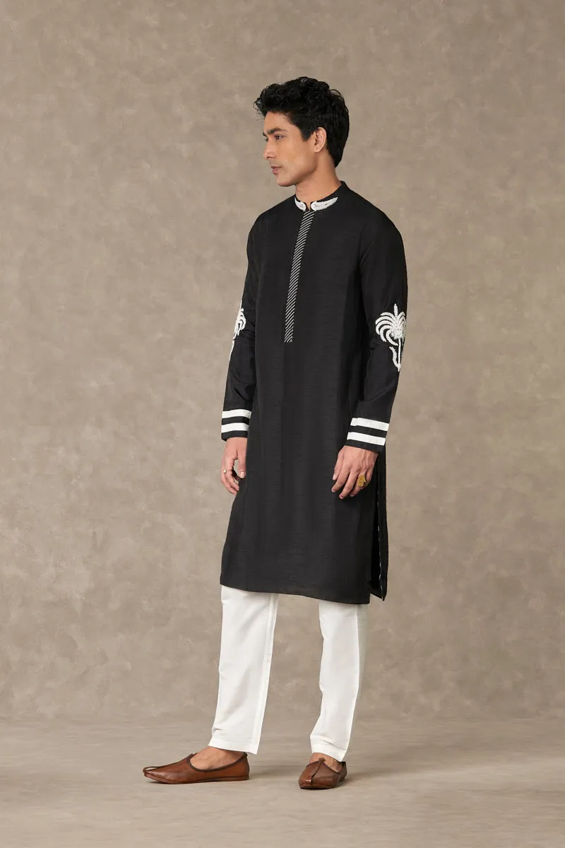 Black Shajara Kurta Set