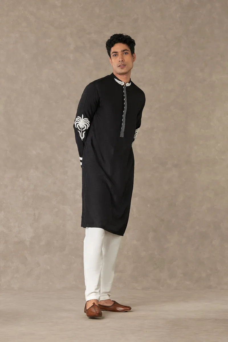 Black Shajara Kurta Set