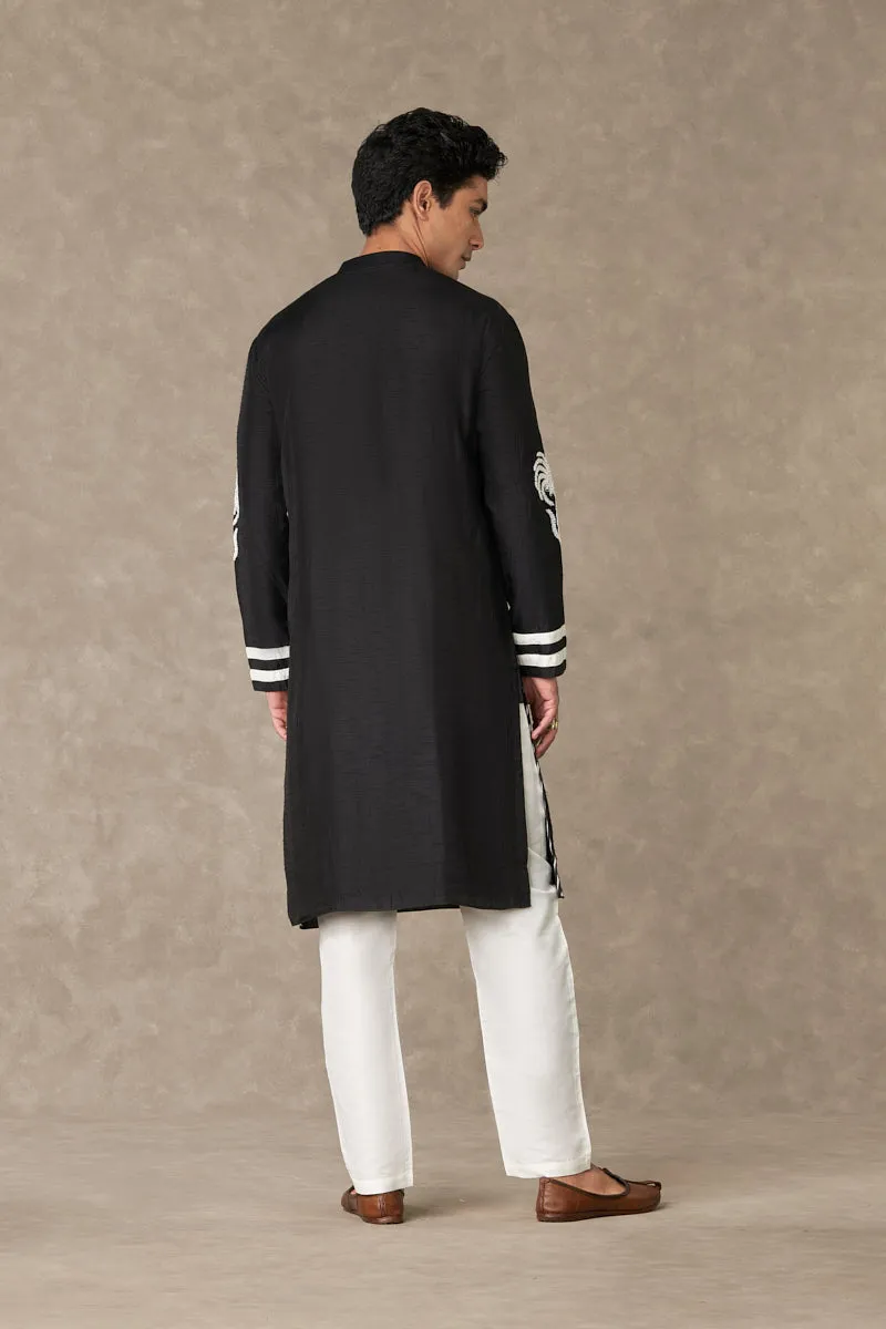 Black Shajara Kurta Set