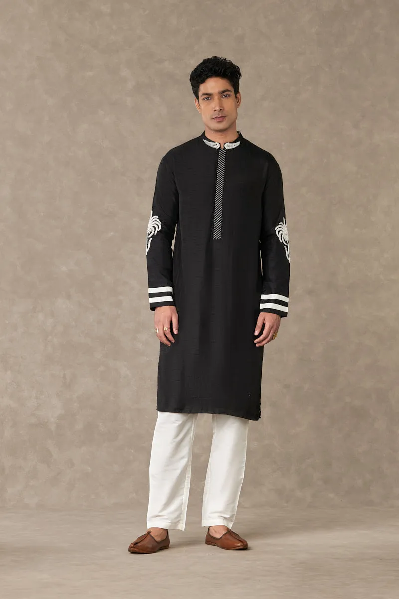 Black Shajara Kurta Set