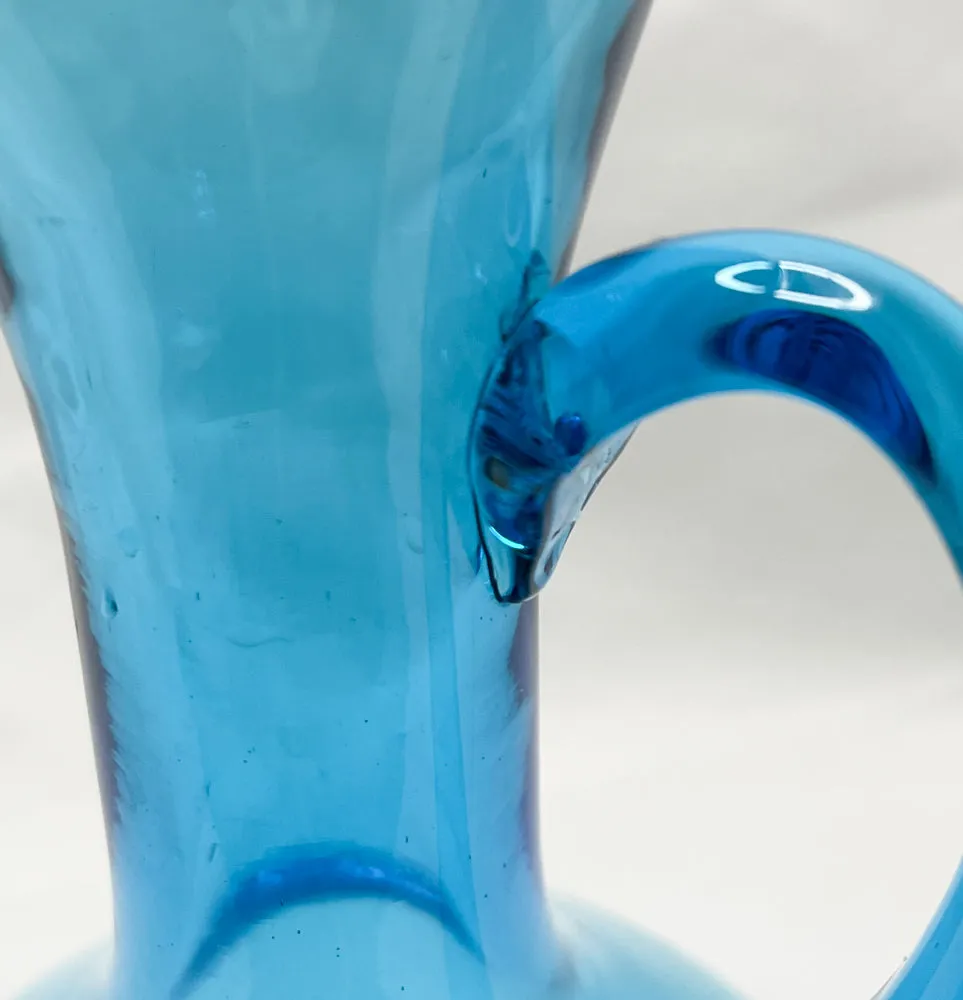 Blue Glass Pitcher - Vintage