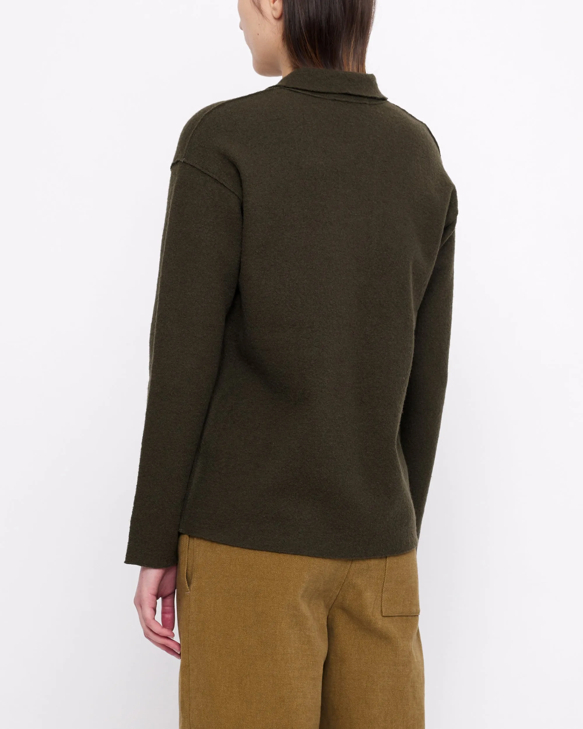 Boiled Wool Pocket Pullover - FW24 - Olive