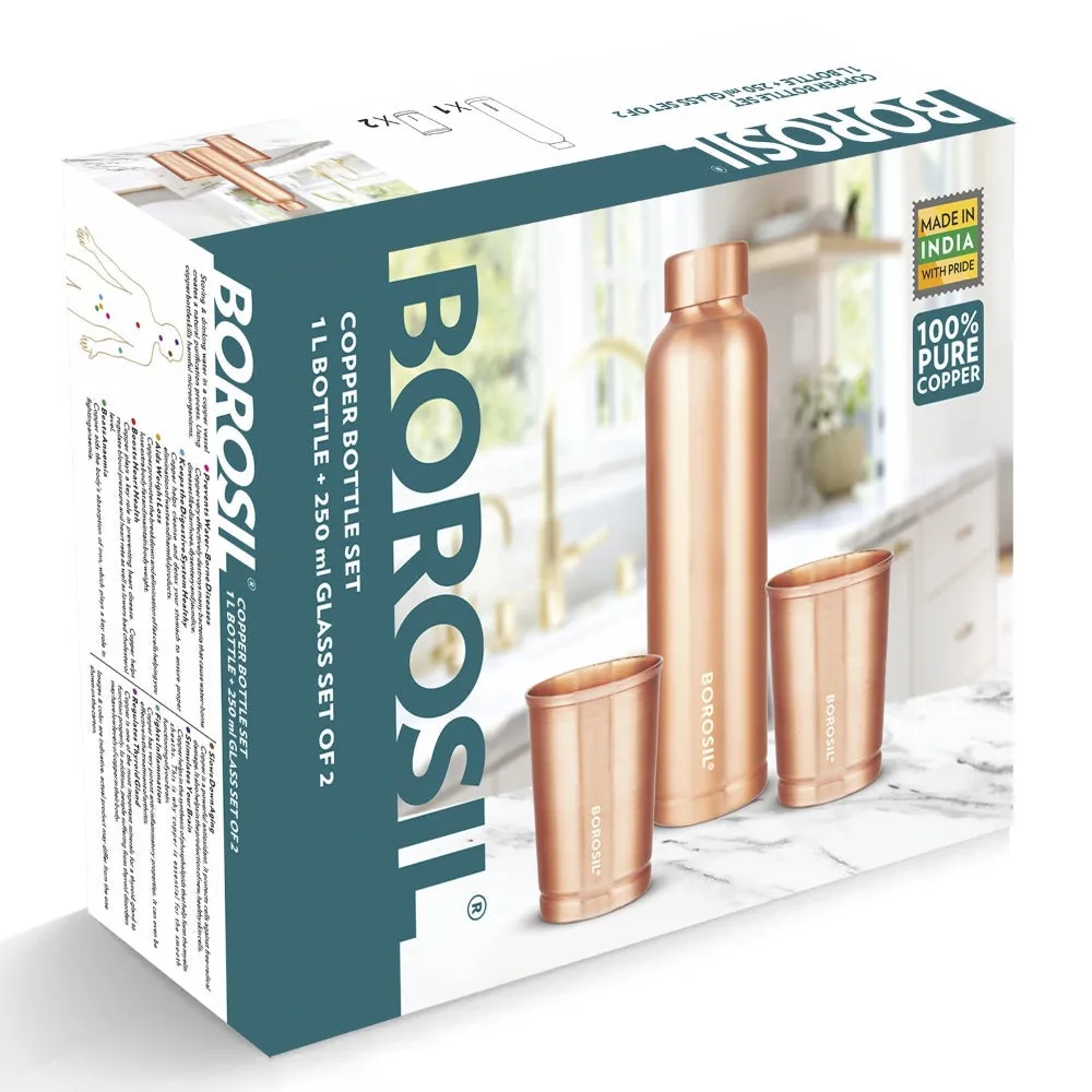 Borosil ECO Copper Bottle & Glass Set