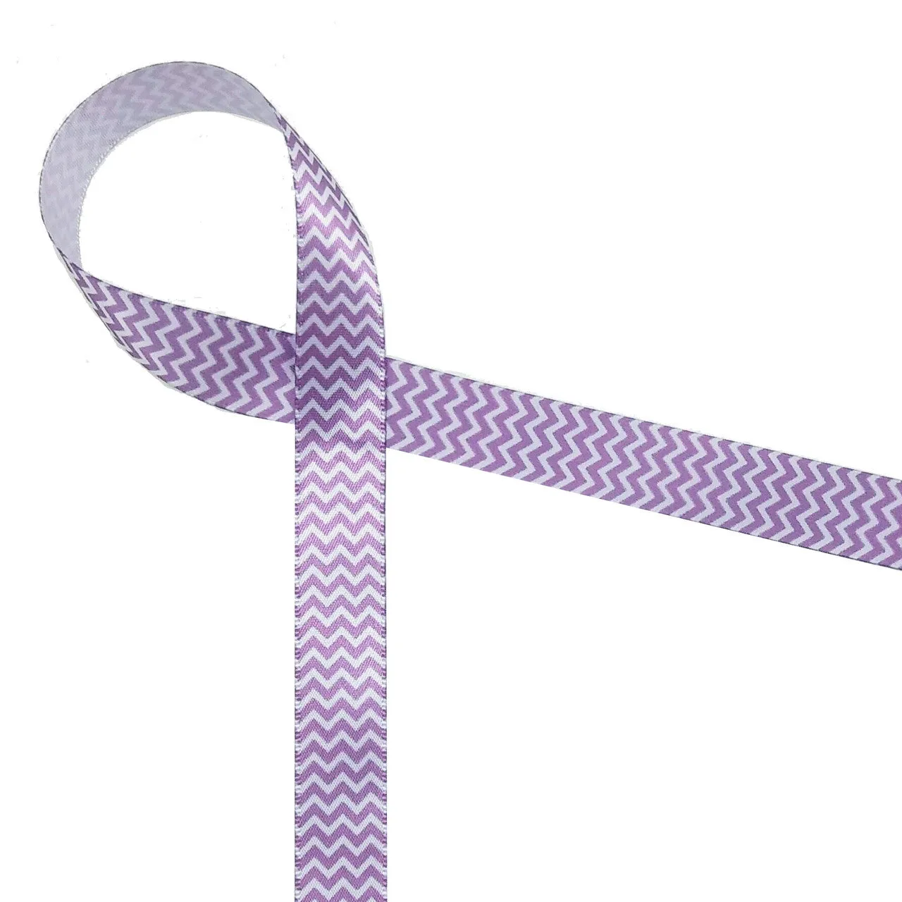 Chevron Ribbon in purple on 5/8" Orchid Single Face Satin