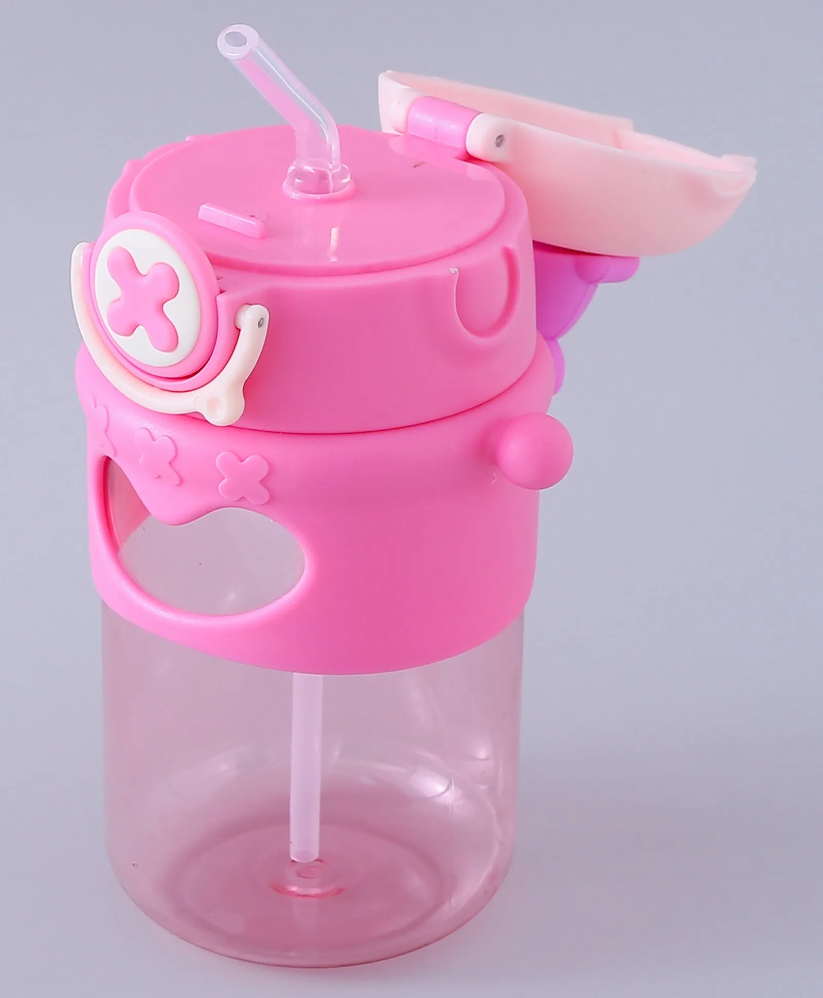 Cute Cartoon Bear on Top Water Bottle with Sipper BPA Free Bottle