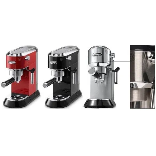 Delonghi EC-685 DEDICA 15-Bar Pump Espresso Machine Coffee Maker Black, Silver & Red (220V)