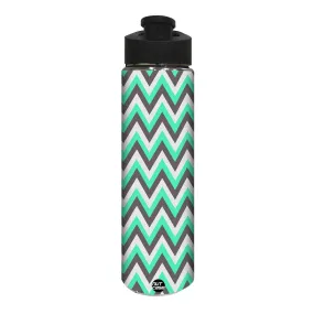 Designer Stainless Steel Sipper Bottle -  Green and White Strips