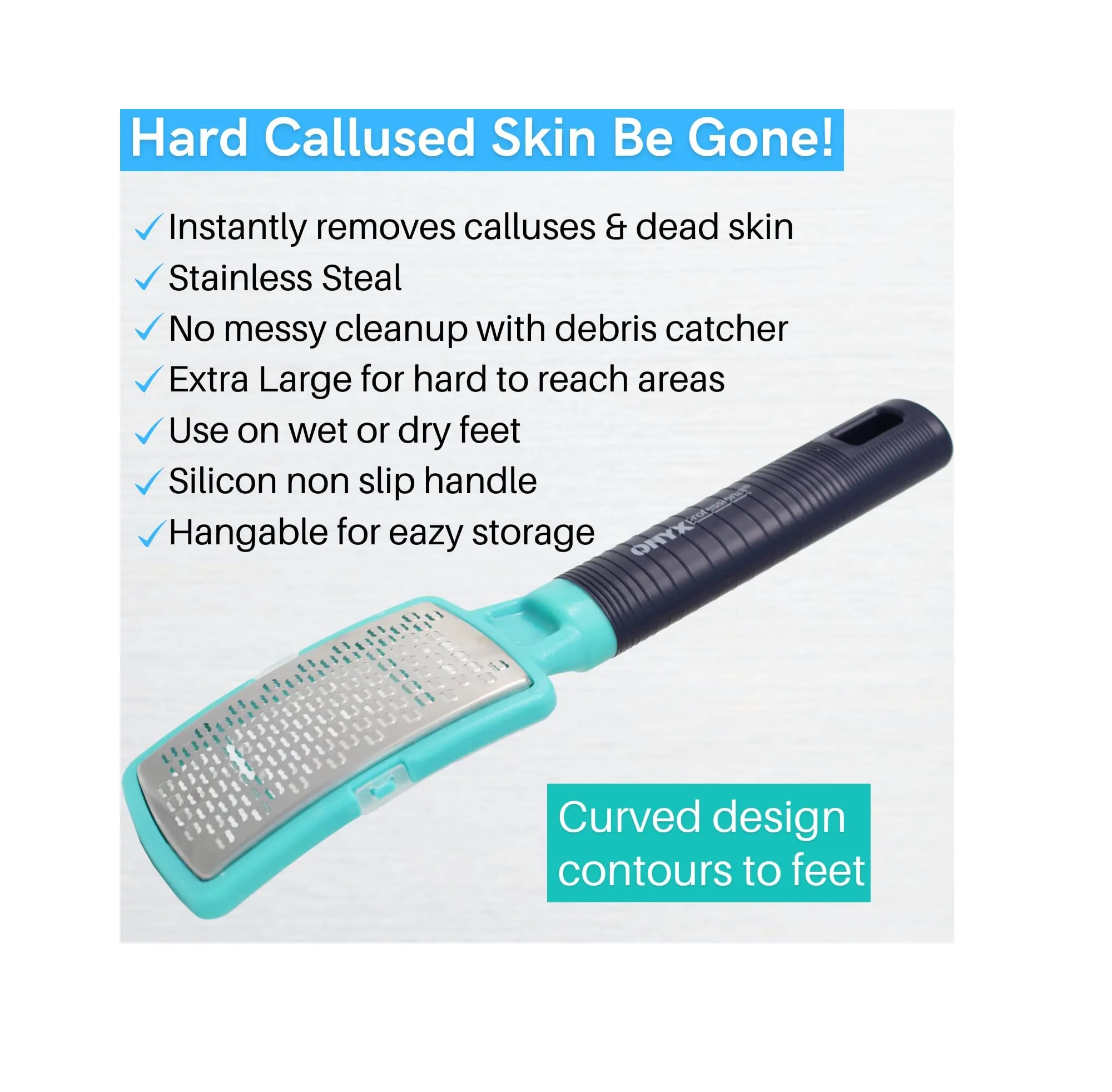 Double Sided XL Curved Foot File & Curved Callus Remover Foot Rasp – Foot Scrubber Callus Remover Dead Skin Remover