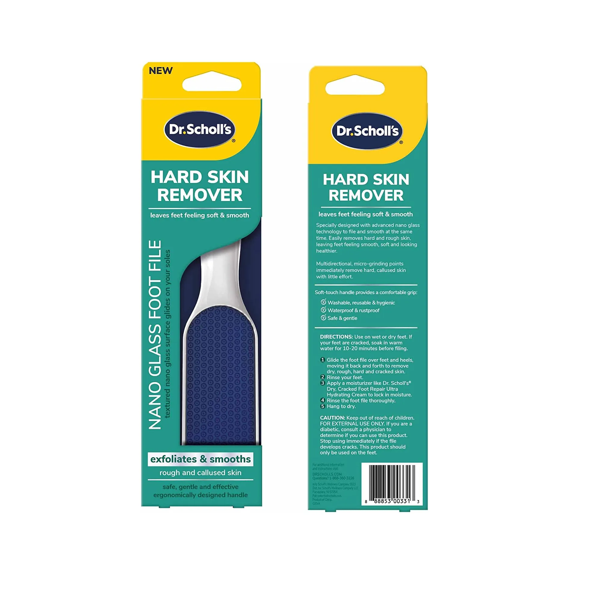 Dr. Scholl's Hard Skin Remover Nano Glass Foot File - Foot Callus Remover Foot Scrubber Dead Skin Remover