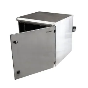 DYNAMIX 12RU Stainless Outdoor Cabinet 611x625x640mm (WxDxH). SUS316 Stainless Steel Construction IP65 Rated with Lockable Front Door No Fans or Filters. Wall Mount Included.