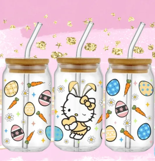 Easter -Hello Kitty Egg- UV Dtf 16oz Cup Wrap