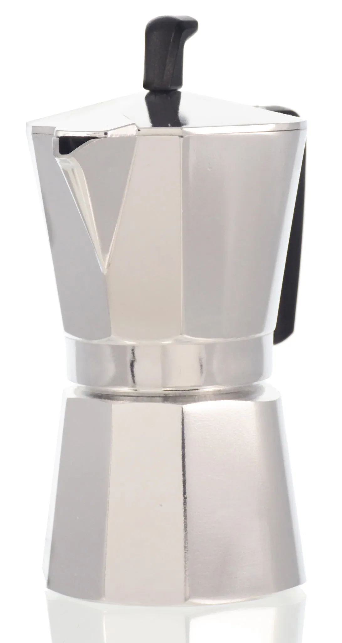 Espresso Coffee Maker Moka Pot: PEDRINI ITALY Sei Moka Polished Aluminium Stovetop Espresso Maker- Chrome and Black, available in 4 sizes