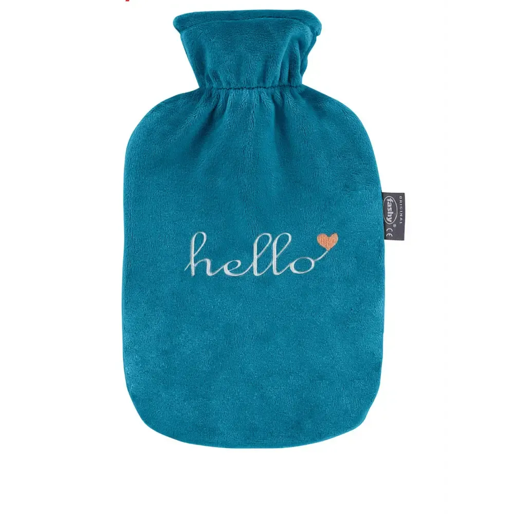 Fashy Hot Water Bottle With Removeable Cover Hello! Turquoise