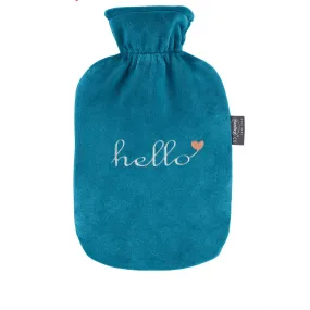 Fashy Hot Water Bottle With Removeable Cover Hello! Turquoise