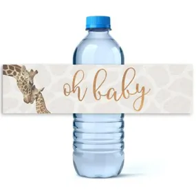 Giraffe Baby Shower Water Bottle Labels