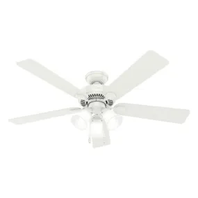 Hunter 52" Swanson Indoor Ceiling Fan with LED 3 Light and Pull Chain - Fresh White