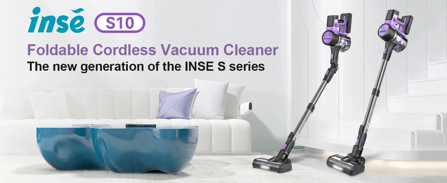 INSE S10 Cordless Vacuum Cleaner, 6-in-1 Stick Vacuum with 30Kpa 350W Suction, Max 50 Min Runtime Rechargeable Vacuum Cleaner