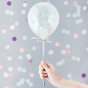 Iridescent Mini Confetti Balloon Wands