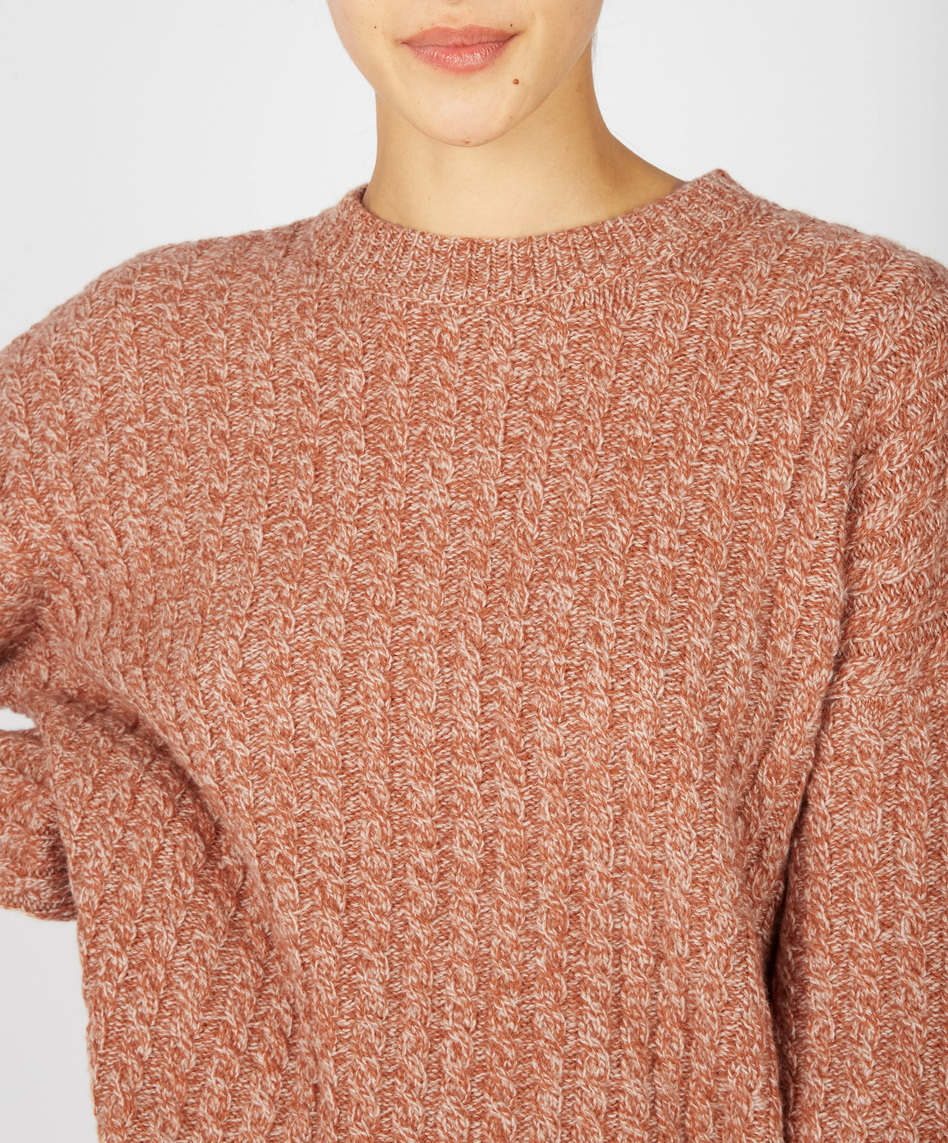 Irish - Corbin Cable Crew Neck - Cedar Marl