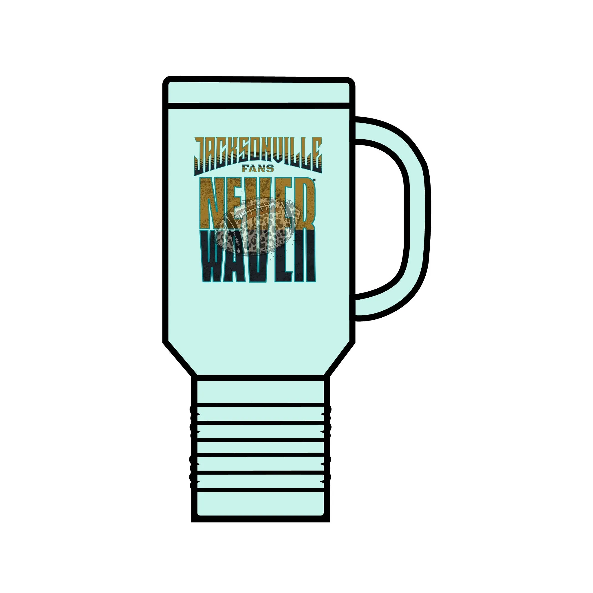 Jacksonville Fans Never Waver W-Leopard Football Insulated Travel Mug, 40oz