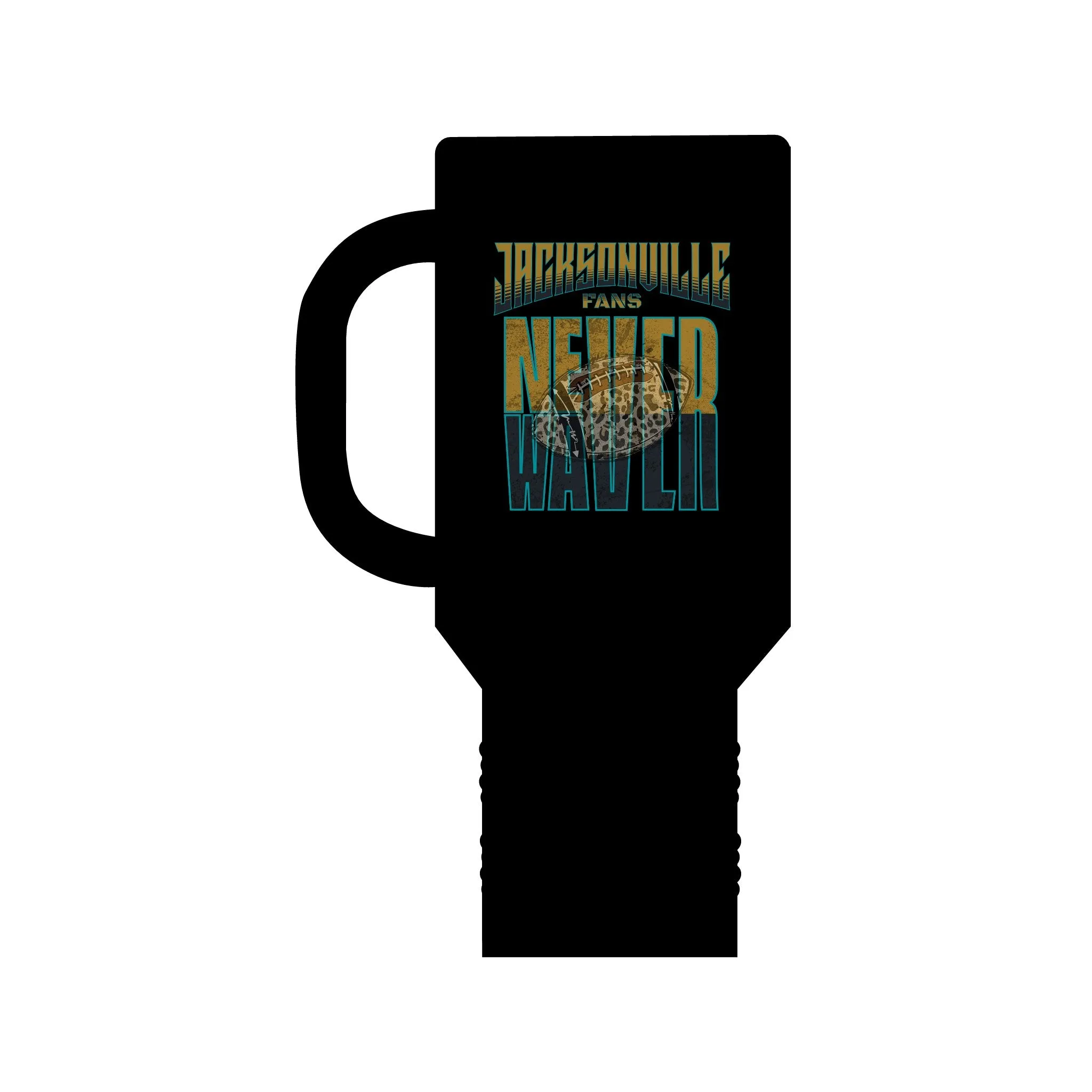 Jacksonville Fans Never Waver W-Leopard Football Insulated Travel Mug, 40oz