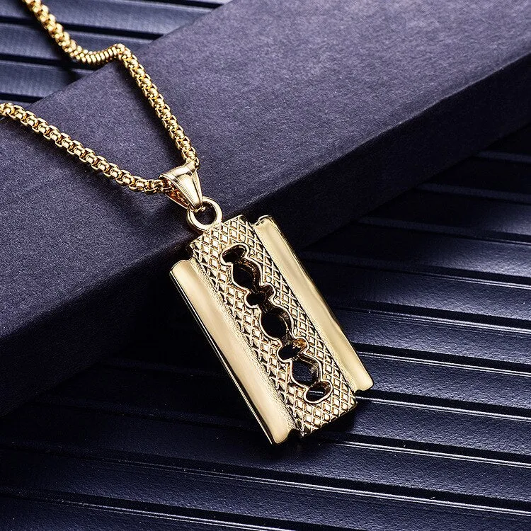 Kpop Big Name Men Titanium Steel Shaver Pendant Necklaces