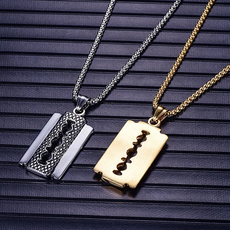 Kpop Big Name Men Titanium Steel Shaver Pendant Necklaces