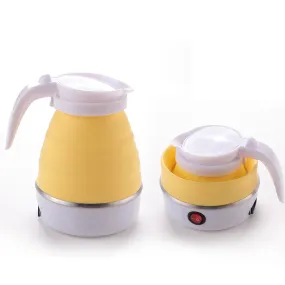 Kuber Industries Pack of 6 Foldable Electric Kettle 600 ML|Silicone Body With 304-Stainless Steel Base|Leak Proof Design|Multipurpose Portable Electric Kettle for Travel, Office & Home|600W|Yellow