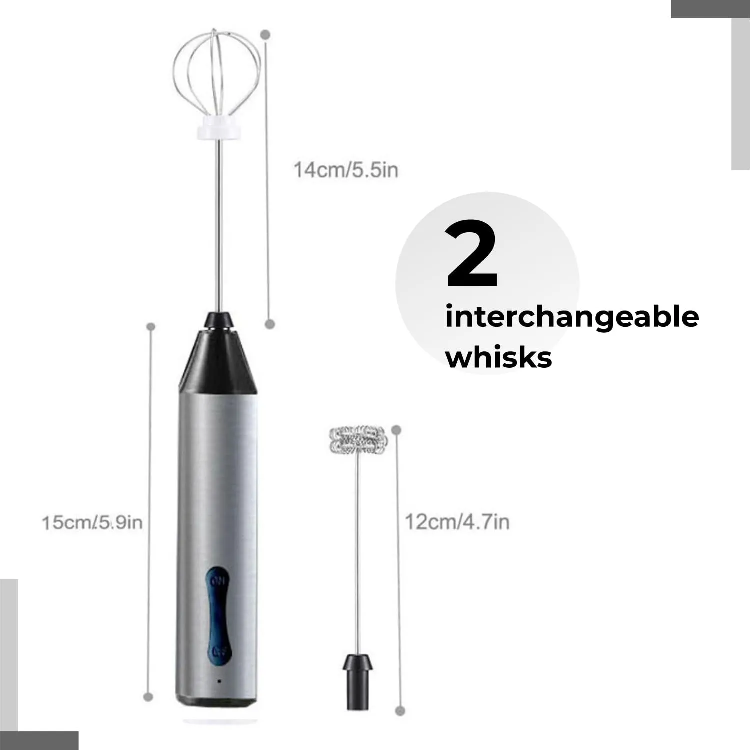 Kuber Industries Rechargeable Electric Frother for Coffee | Easy to Use Egg Beater & Whisker for Kitchen | Milk Frother & Cold Coffee Maker for Home - Silver & Black